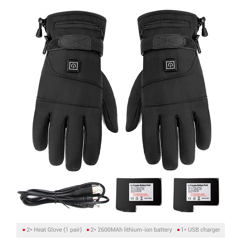 

Motorcycle Gloves USB Heated Guantes Moto Heating Waterproof Hand Warmer Electric Thermal Heated Gloves Battery Powered Gloves#
