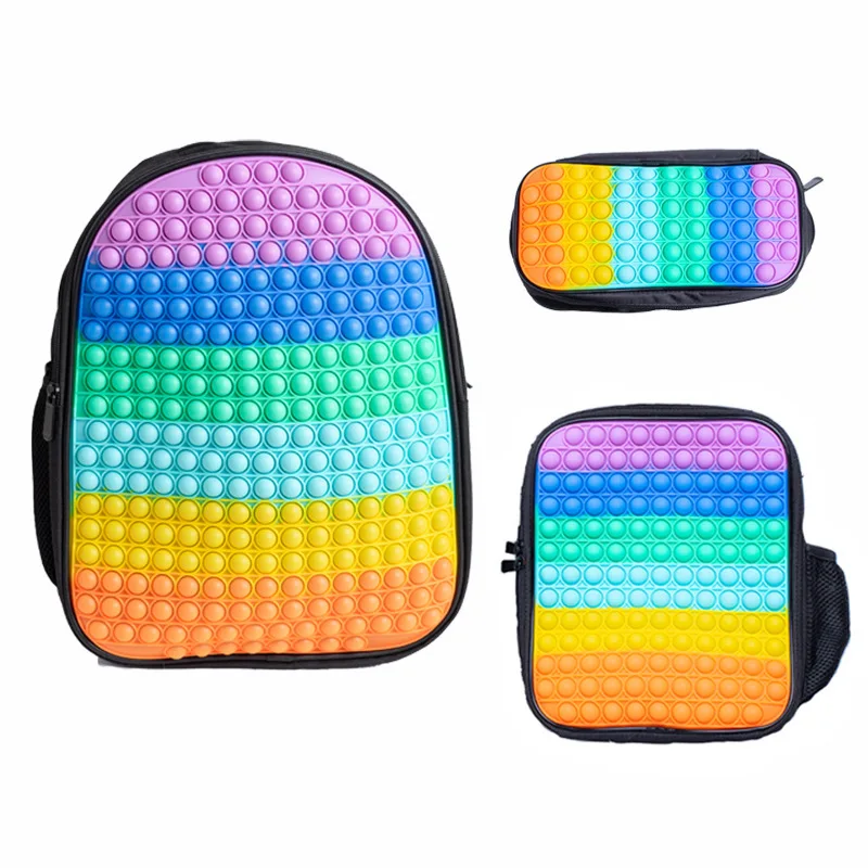 

POP Its 16inch Backpack Hot Push Popet Bubble Fidget Toys Adult Stress Relief Toy Antistress Soft Squishy Anti-Stress Schoolbag