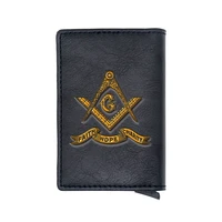 freemasonry faith hope charity rfid card holder wallet classic men women leather slim mini pocket money bag short purses