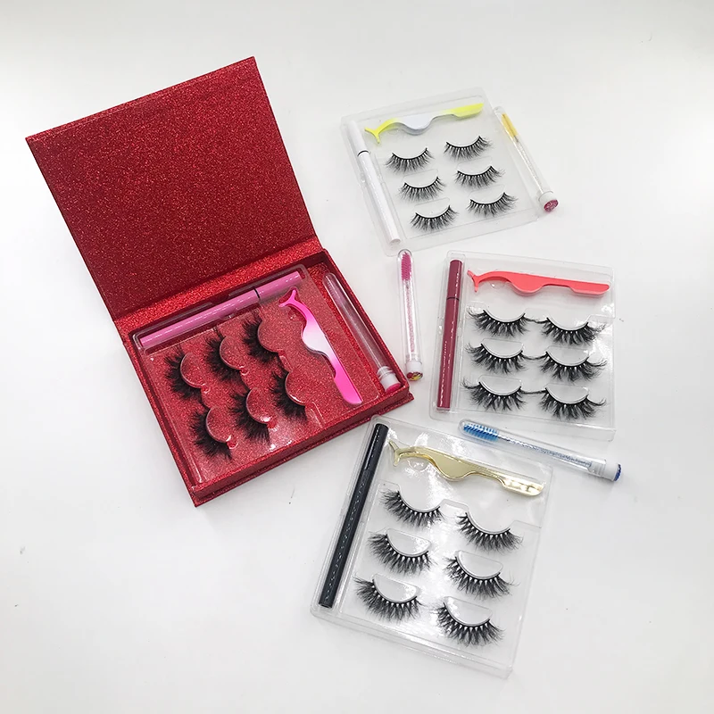 

Natural Mink Eyelashes Red Custom Private Label Box Packaging With Tweezer Brush And Eyeliner Pen 25mm Dramatic Lashes