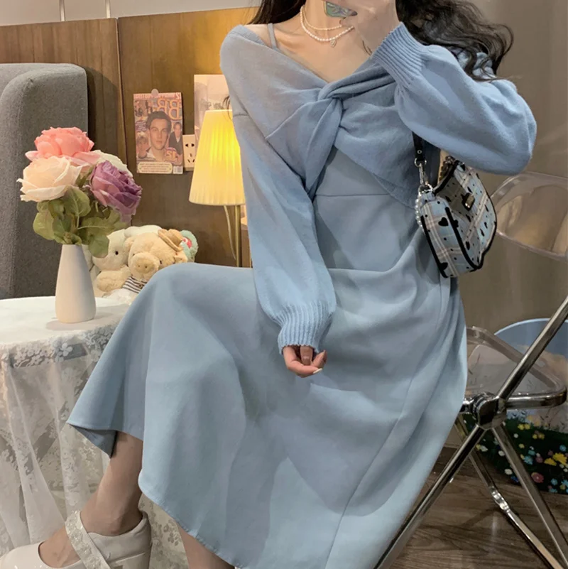 

Early Autumn Chic Dress Small Women's 2021 New Gentle French Waist Closing Medium Length Suspender Skirt
