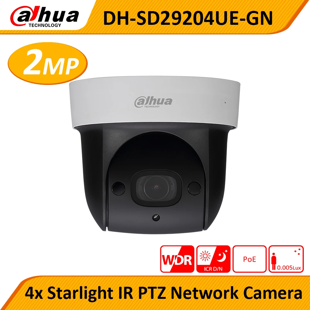 

Dahua Original PTZ SD29204UE-GN 2MP POE 4X ZOOM Built-in MIC 30M ICR Starlight WDR IVS Face Detect IP Camera Replace SD29204T-GN