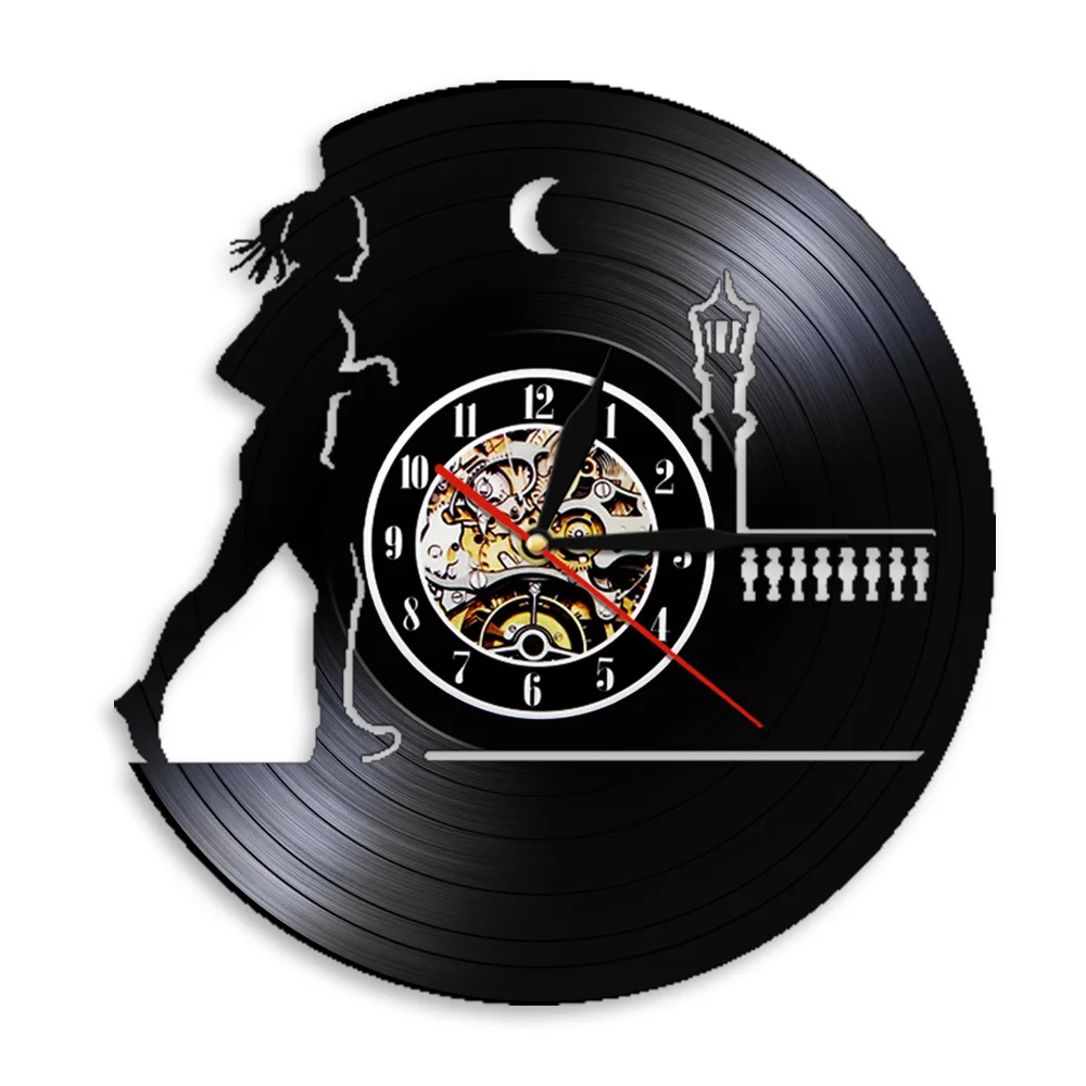 Sport Running Vinyl Record Wall Clock Decorating Horologe For Home Running At Night Clocks Watch Running Woman Gift For Runner