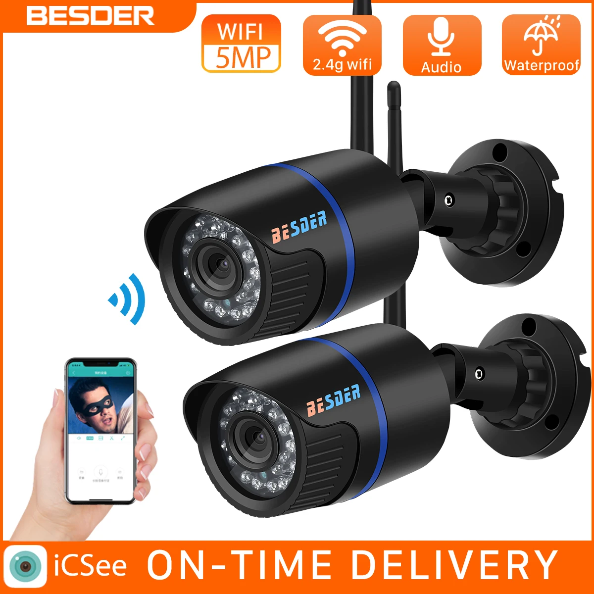 BESDER 5MP аудио ip-камера видеонаблюдения с поддержкой Wi Камера Беспроводной Ночное