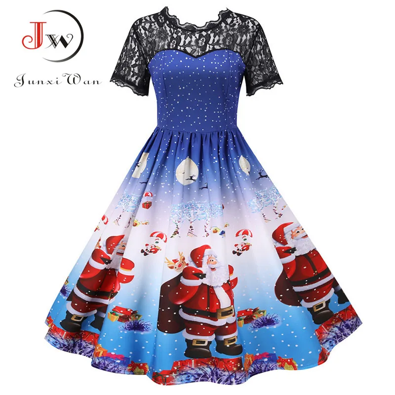 2022 женское рождественское платье с коротким рукавом кружевное Санта Клауса