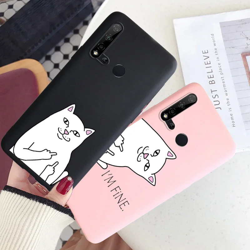 Carton Funny Cat Phone Case For Huawei Y3 Y5 2017 Y6 Y9 2019 Y7 Pro Prime 2018 Nova 5i 5 4E 4 3 3E 3i 2 Plus Soft Cover |