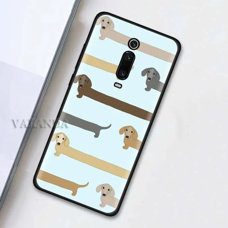 

Dogs Dachshund Cute Cases for Xiaomi Redmi Note 8 8T 7S 7 6 K20 Pro 8A 7A 6A Shell Black Soft Silicone Cover Coque
