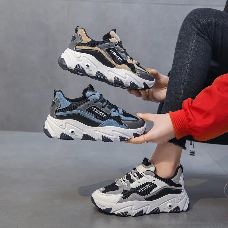 

2021 Spring New All-Match Thick-Soled Laser Sponge Cake Women's Shoes Breathable Casual Sports Super Hot Old Shoes