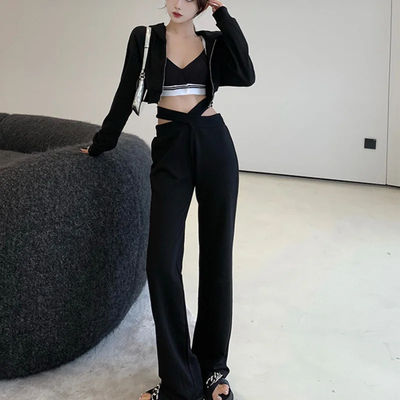 Женский Повседневный костюм из двух предметов пикантный пиджак топ + брюки с