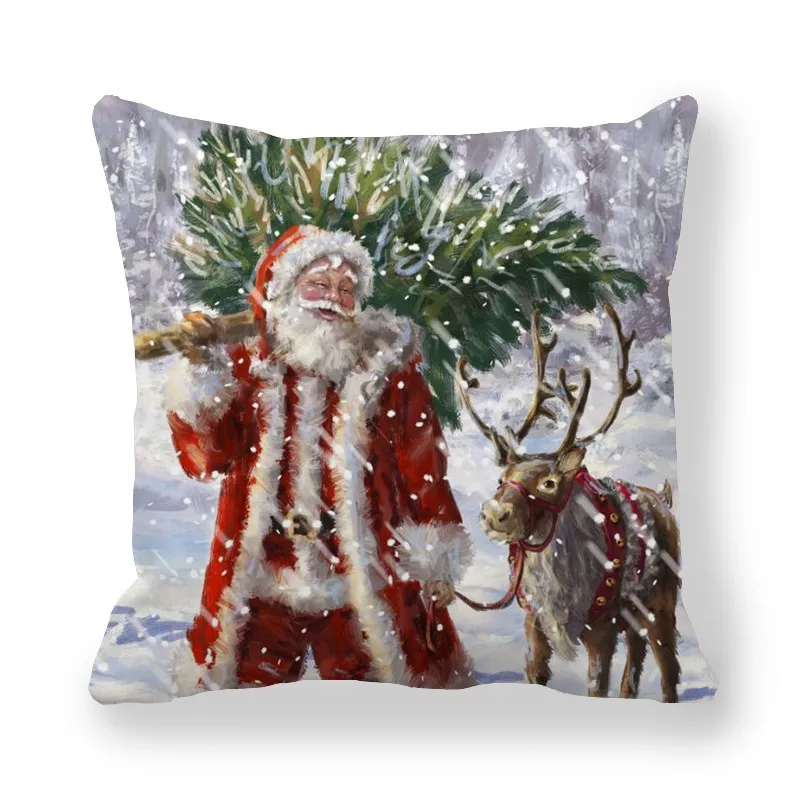 45x45 Рождественский наволочка Санта Клаус хлопка с рисунком собаки