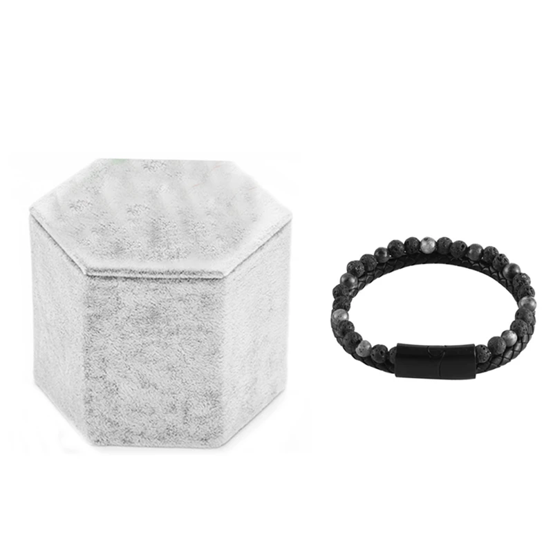 

Модный мужской браслет, Двухслойный Кожаный браслет, подарок для мужчин, серьги, ожерелье, витрина