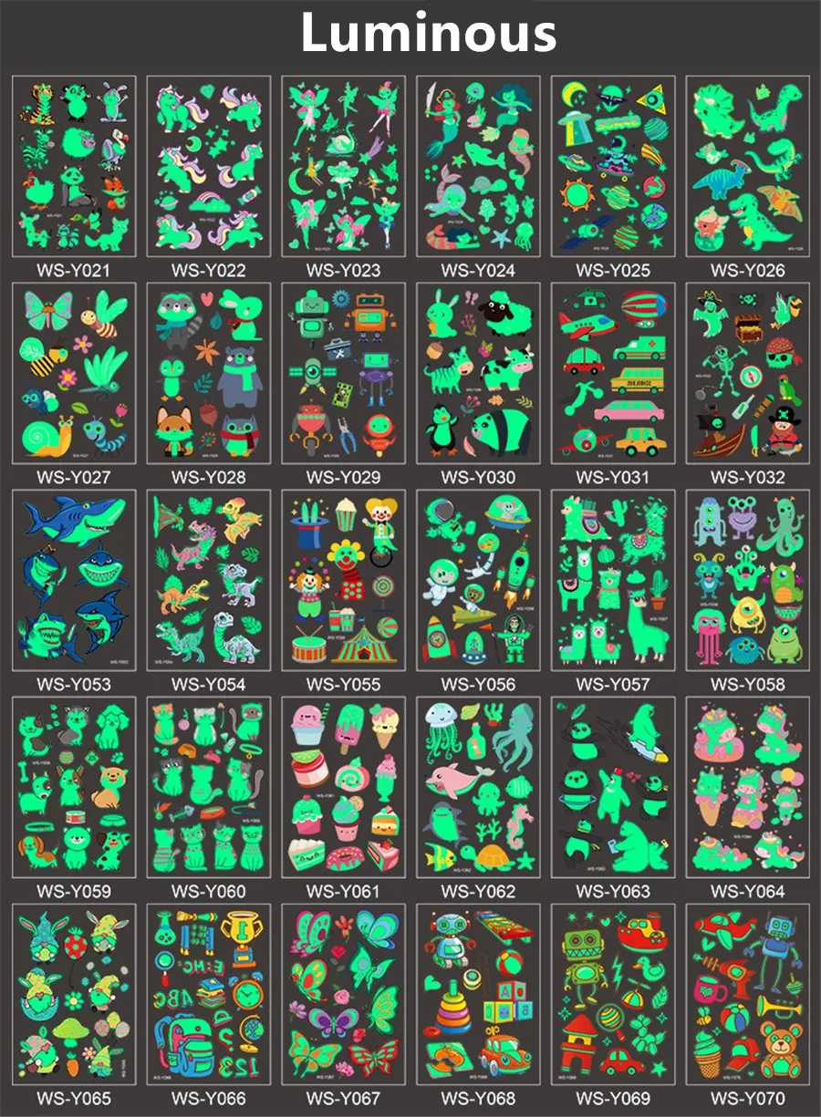 Tattoo Stickers Luminous Child Kid Temporary Fake Tattoos Glow Paste on Face Arm Leg for Children Body Art Funny ermaid Sticker