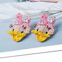 aoteman 2022 new funny cartoon big mouth earrings exaggerated retro inlaid female earrings jewelry accessories for women