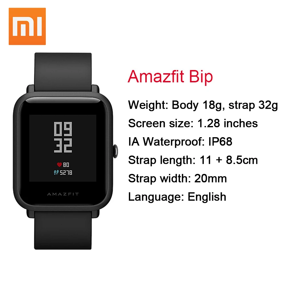 Смарт часы Huami Amazfit Bip Молодежные Bluetooth 4 0 GPS пульсометр 45 дней в режиме ожидания IP68