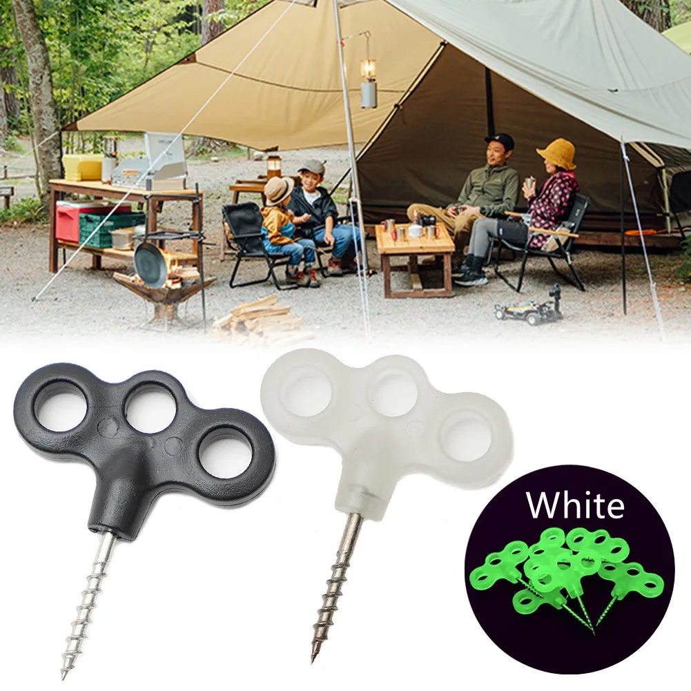 

1pc Outdoor Camping Luminous Tent Peg Screw Peg Nail Spike Hook Rope Tree Decking Travel Peg Stainless Steel Tent Hook Wholesale