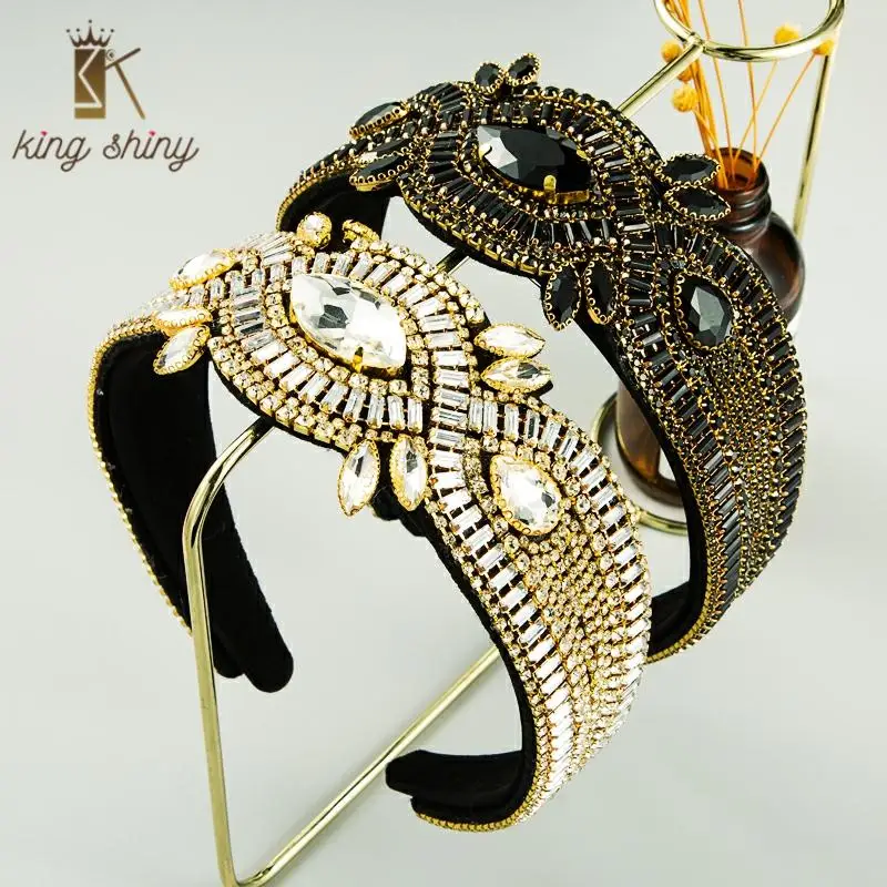 

Повязка на голову женская, разноцветная, со стразами, в стиле барокко, аксессуары для волос на вечеринку