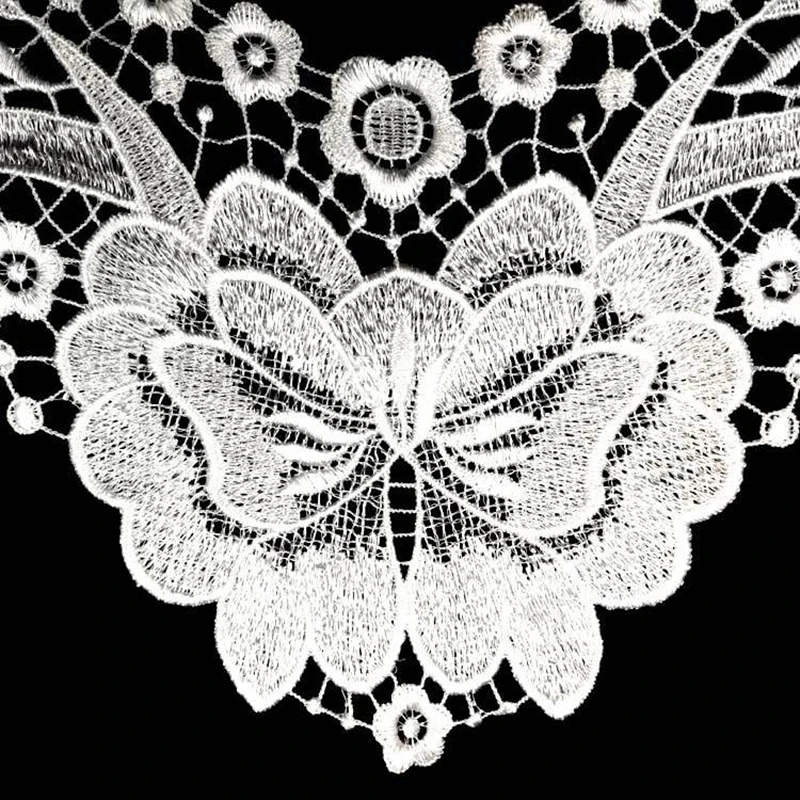 2019 Высококачественная белая кружевная ткань с вышивкой Кружевная аппликация