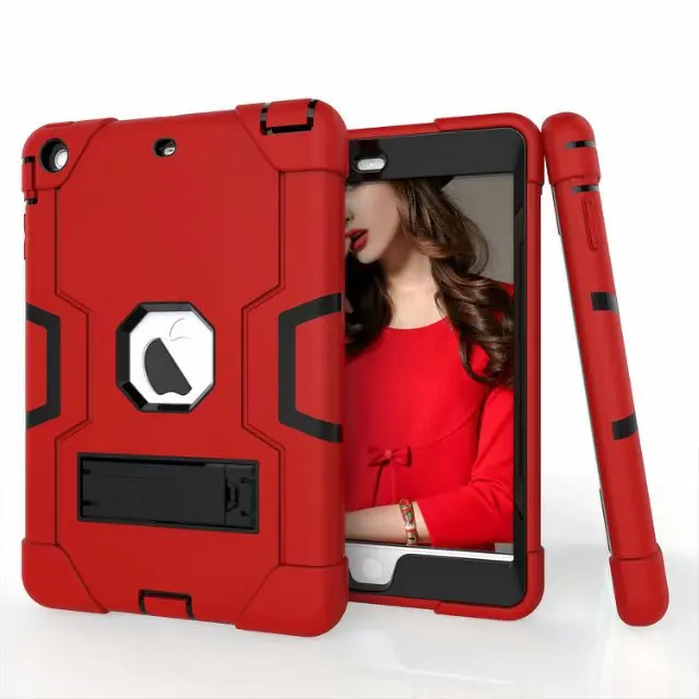 red black IBuyiWin тяжелый противоударный силиконовый чехол для iPad Mini 2 3 7," планшет Funda Обложка copue Чехол+ пленка для экрана+ ручка - Цвет: red black