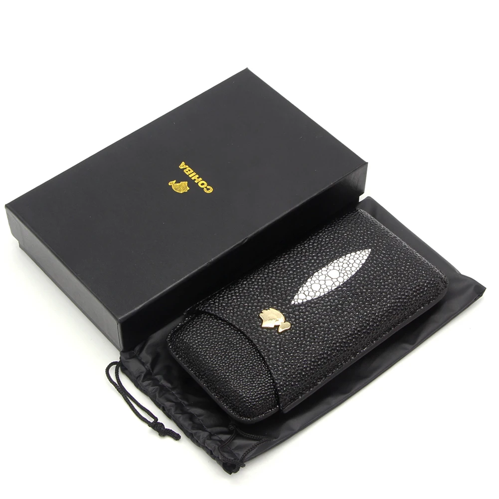 COHIBA Cigar Case Travel Humidor Portable Outdoor For 3 Ciagrs Tube Holder Mini Leather Box |