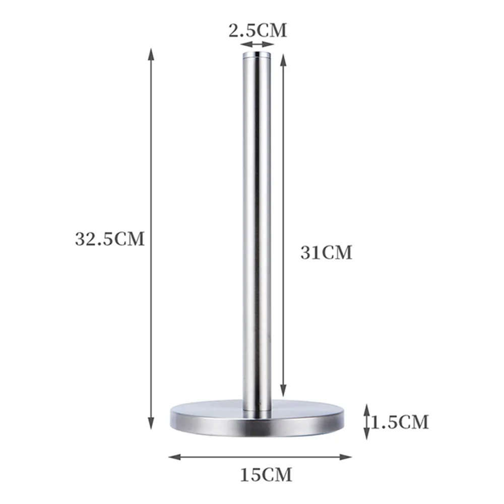

Paper Towel Holder Stainless Steel Tissue Storage Stand Vertical Roll Paper Towel Rack for Kitchen Bathroom Living Room
