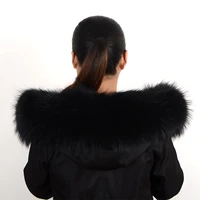 100 real fur collar parka luxury fur warm natural raccoon fur scarf female big fur collar scarf men jacket jacket