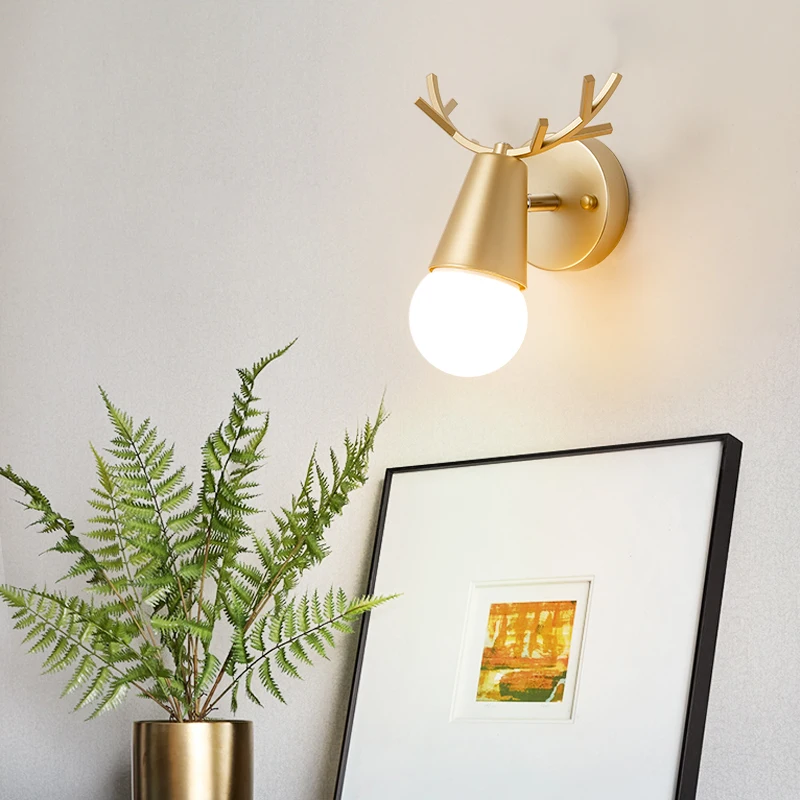 

Modern antler wall lamp gold&black Lamp wall type livingroom bedroom bathroom mirror wandlamp interior decoration LED wall light