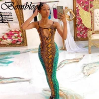 bomblook sexy party club bodycon dresses for women 2021 autumn snake skin backless cut out camis midi dress female streetwears
