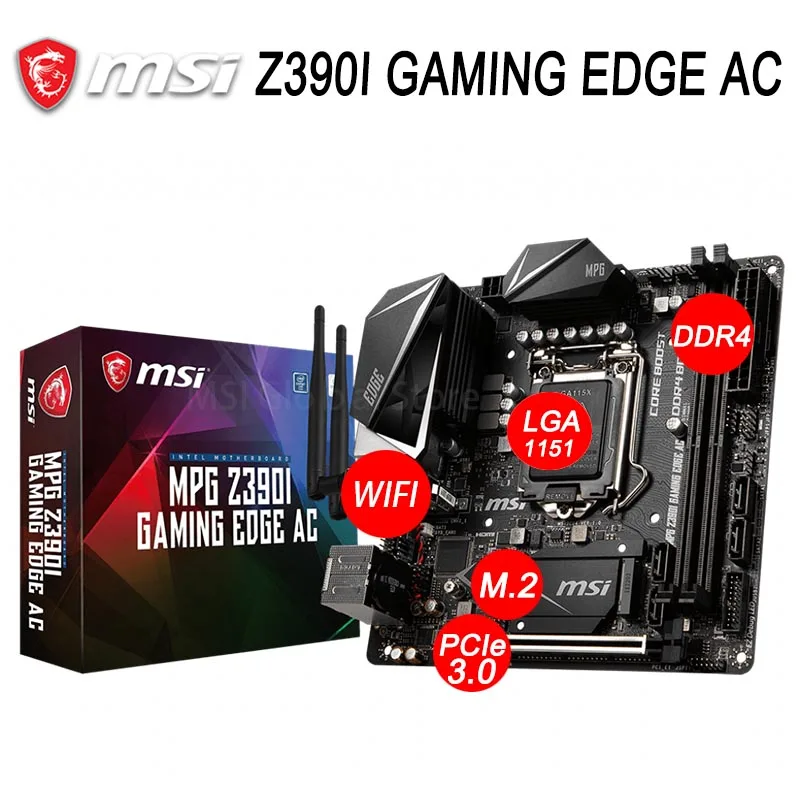 LGA 1151 MSI MPG Z390I игровая EDGE AC Материнская плата Intel Z390 PCI E 3 0 i9 i7 i5 i3 M.2 Настольный
