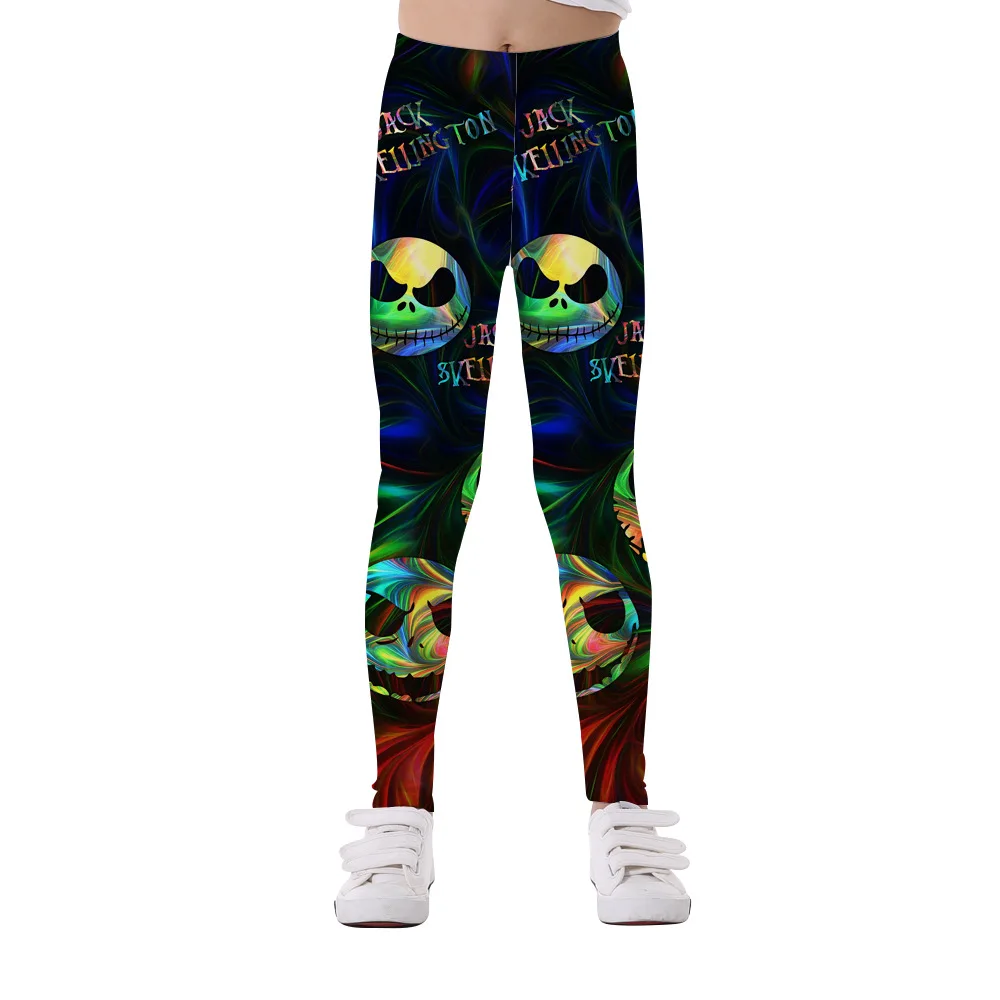 

Kids Girls Halloween Leggings Princess Black Cartoon Digital Printing Leggins European American Style Cropped Pants Yoga Tights