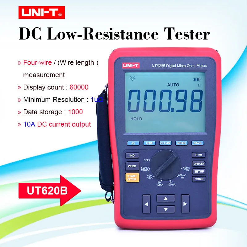 UNI T UT620B цифровой микро ом метр ручной диапазон lcd 60000 отсчетов Омметр Дисплей