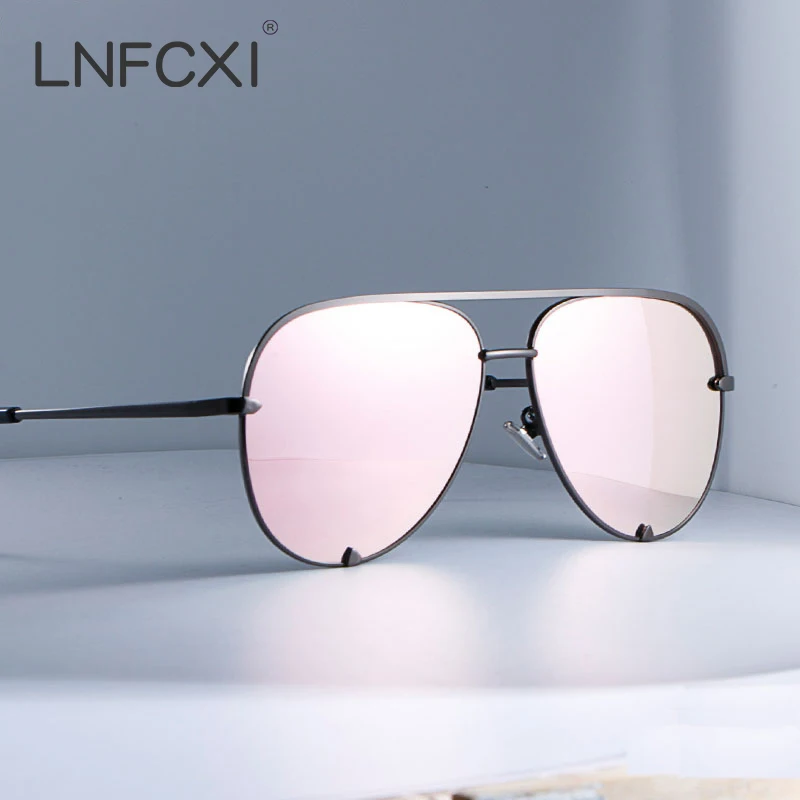 

LNFCXI New Fashion Pilot Sunglasses Women Oversized Luxury Sun Glasses for Female Cool Mirror Vintage Lady Gradient Shades UV400