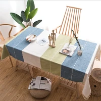 plaid decorative linen tablecloth colorful waterproof oilproof thick rectangular wedding dining table cover tea table cloth