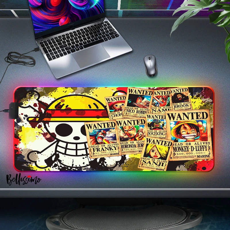 

Big Mousepepad RGB Mouse Pad One Piece LED Mat Computer Mousepad Anime Mouse Mats Gamer Desk Carpet Keyboard Gaming Mats for Pc