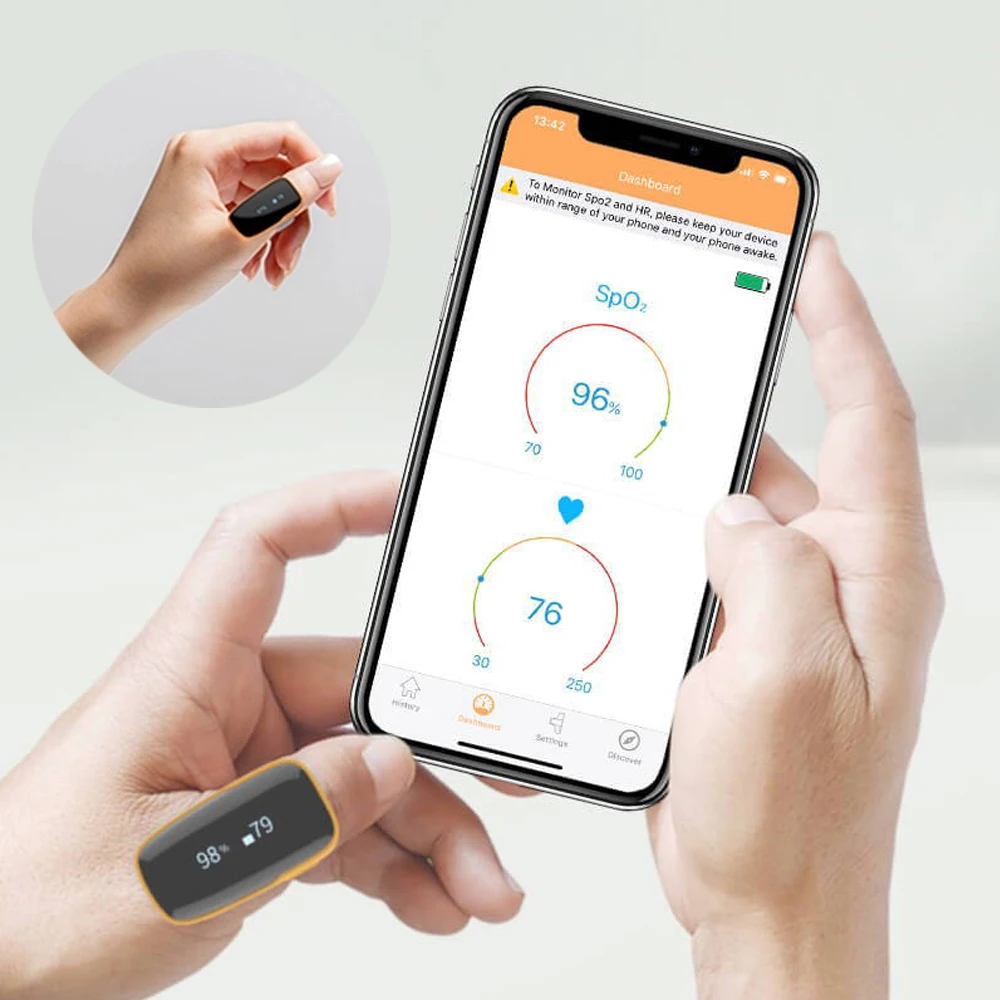 Пульсоксиметр Spo2 PR с зарядкой от Bluetooth измеритель пульса и уровня кислорода в