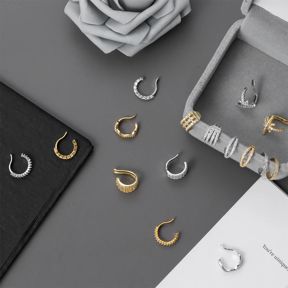 1 шт. спиральный для хряща ложный пирсинг Регулируемый Кафф Cz не Пирсинг Серьга из