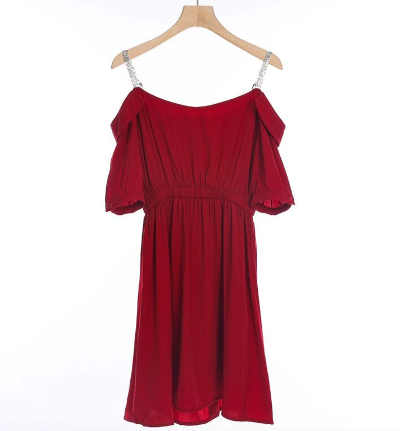

2020 new commuter dating sling strapless dress women's short-sleeved slim and thin elegant dress