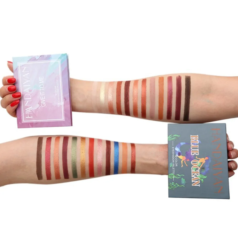 Палитра теней для век 12 цветов блестящие тени матовые зеркальные стойкие легкие