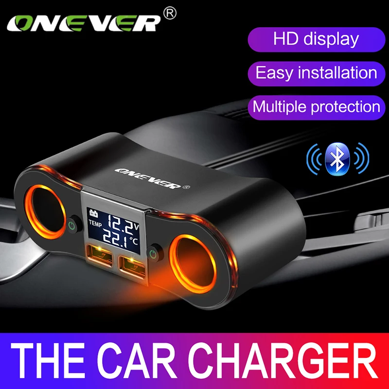 Onever 3.5A Dual USB зарядное устройство адаптер для автомобильного прикуривателя 80 Вт Силовая розетка конвертер для DVR Автомобильный дисплей напряжения с 2 переключателями