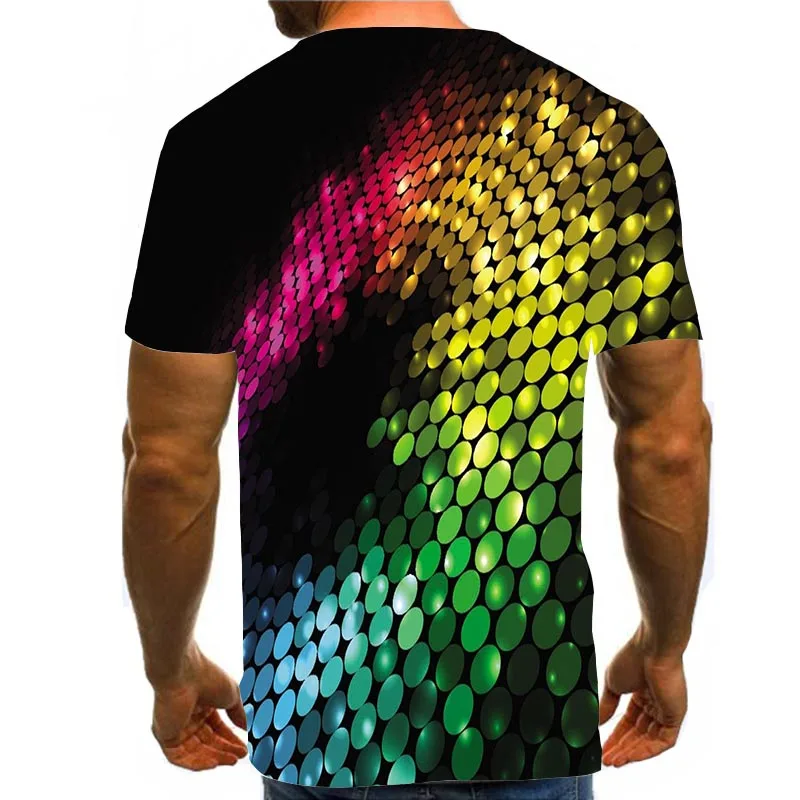 

Men Graphic T Shirts Round Neck 3D Print Short Sleeve Daily Tops Rainbow Tees