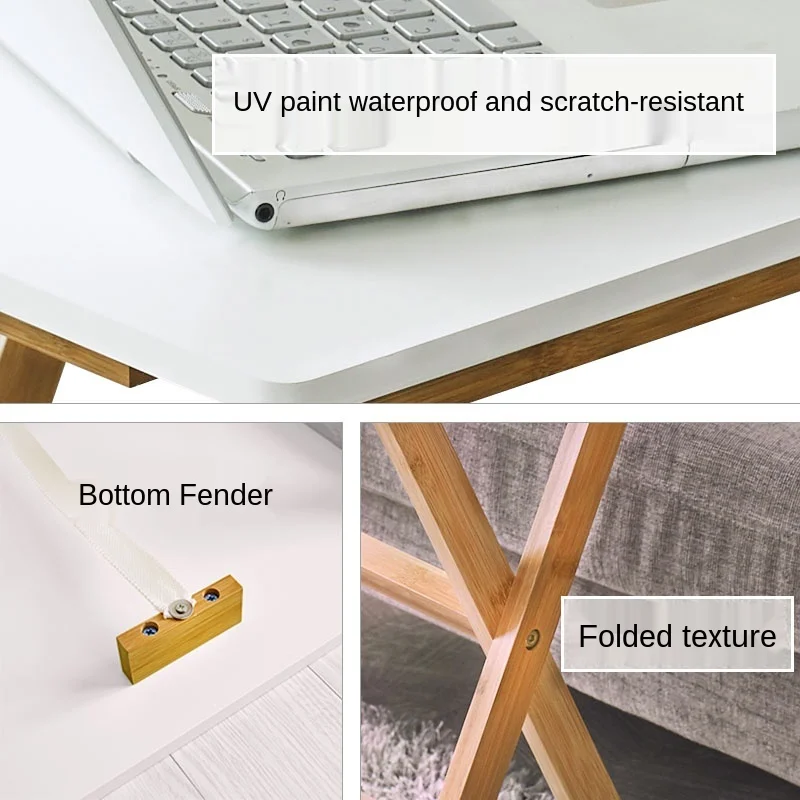 

Baking varnish desktop solid wood laptop stand household folding bamboo table scratch resistant portable sofa escritorio