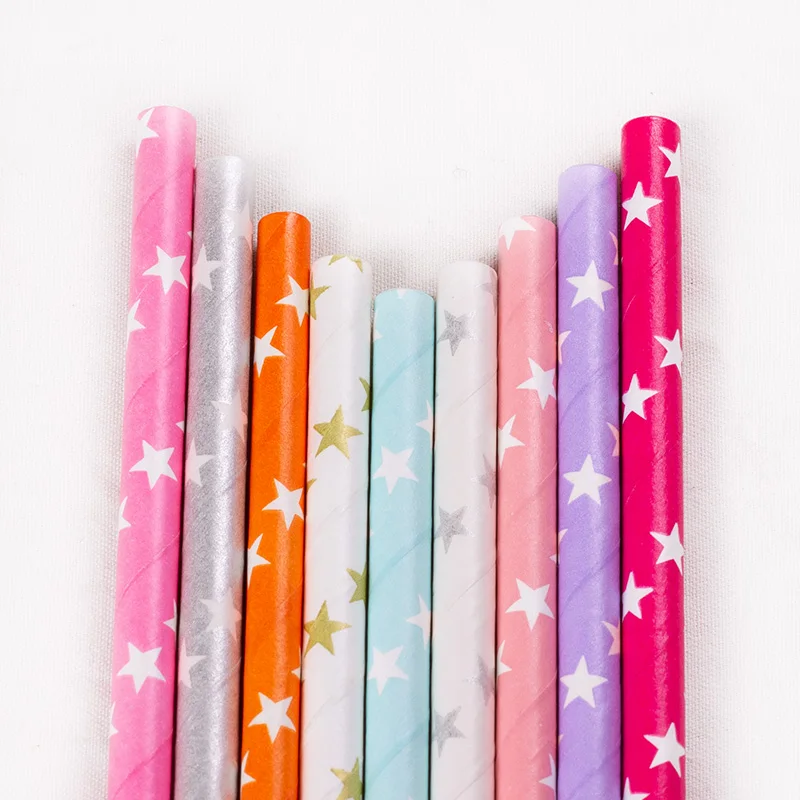 

Disposable Color Star Milk Juice Long 19CM Drinking Straws Kids Birthday Cupcake Topper Flags Baby Shower Party Decoration