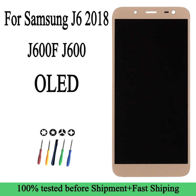 ЖК-дисплей 100% дюйма OLED для samsung J6 6 4 J600 J600F ЖК-экран оптовая цена с сенсорным