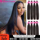 Прямые прямые человеческие волосы Misscara, 30 шт., волнистые пряди, натуральные волосы для наращивания, 1, 3, 4 пряди, толстые волосы Remy