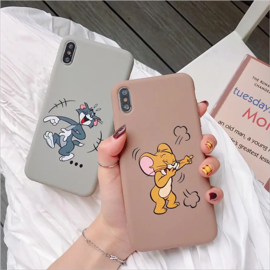 Мультяшный чехол Tom and Jerry для iPhone 6S 6 S 7 8 Plus Fundas силиконовый X XS MAX XR Мягкий ТПУ