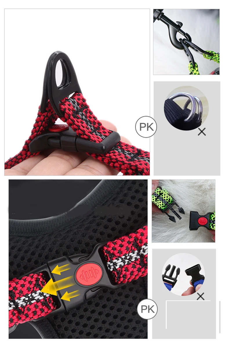 

Adjustable Pet Dog Harness Reflective Strap Breathable Harness Vest And Leash Set For Small Medium Puppy Cat Outdoor Walking