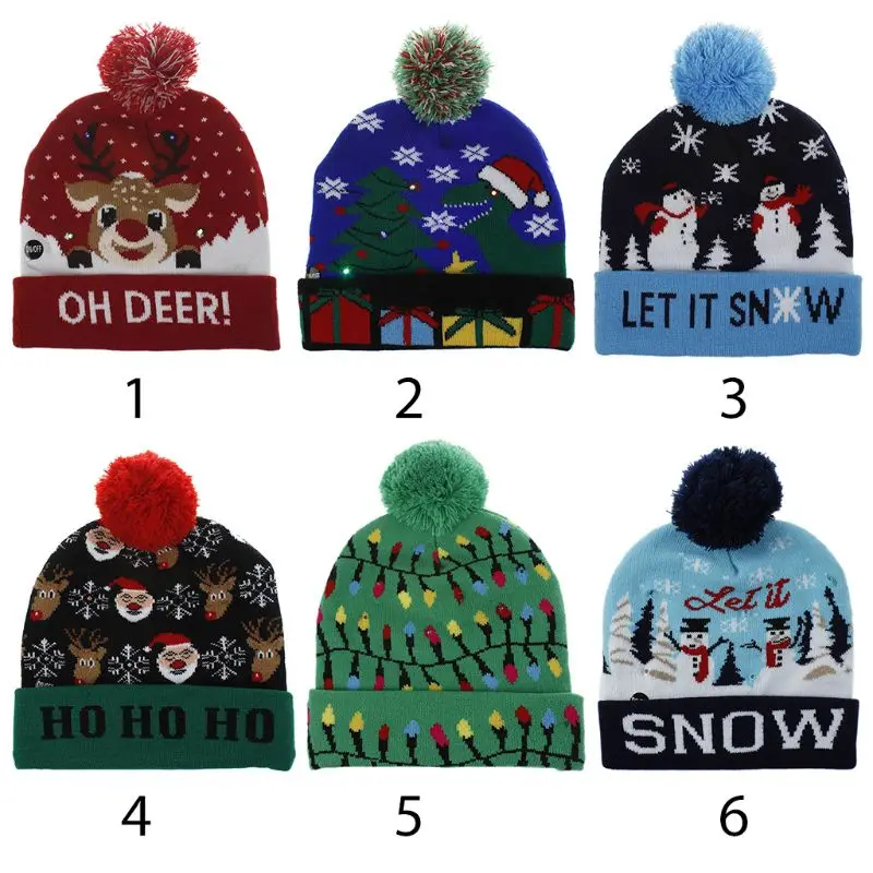 Новинка для женщин и девочек вязаная кепка со светодиодной подсветкой