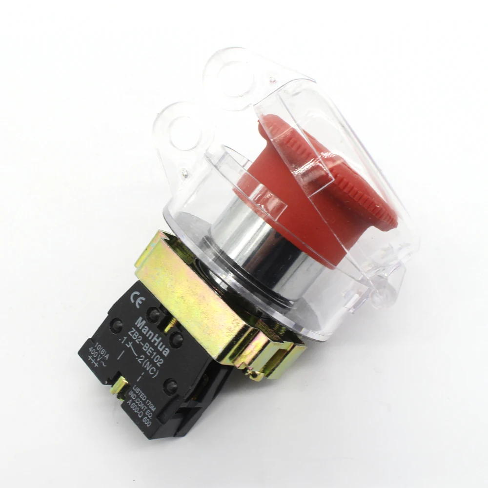 ManHua 22mm inner diameter transparent safety emergency stop lockout with button and lock |
