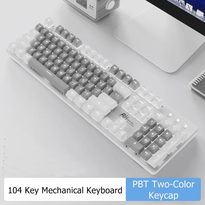 Эргономичная Проводная Механическая USB клавиатура RK с 104 клавишами PBT и