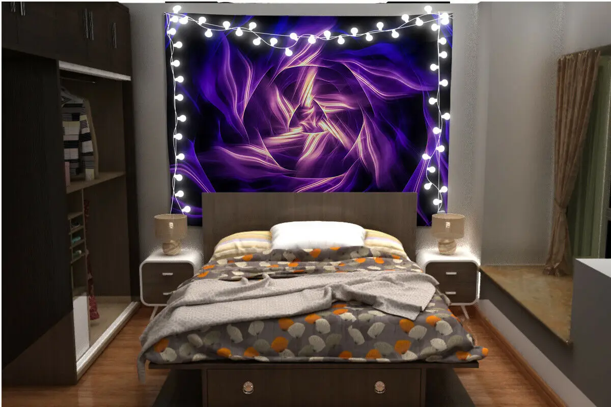 Черный светильник гобелен художественный настенный диван стол покрывало для