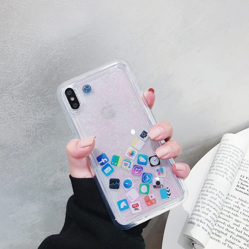 Swimming icon quicksand mobile phone case for iphone 6 6s 7 7s 8 Plus shockproof and X XS XR MAX Fundas |